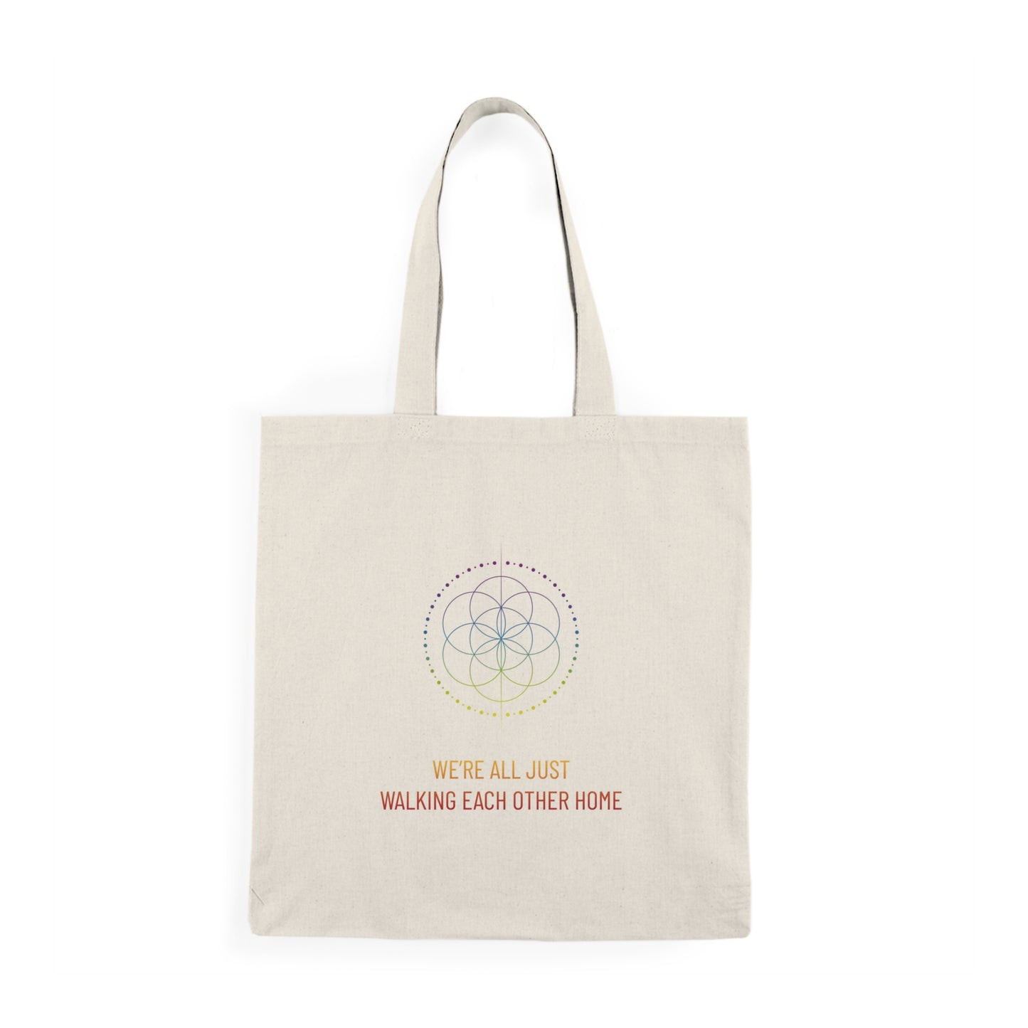 Awakened Spirit Canvas Tote — 'We're All Just Walking Each Other Home' Spiritual Forest Bag