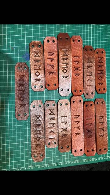 Rune stamping on leather wristbands