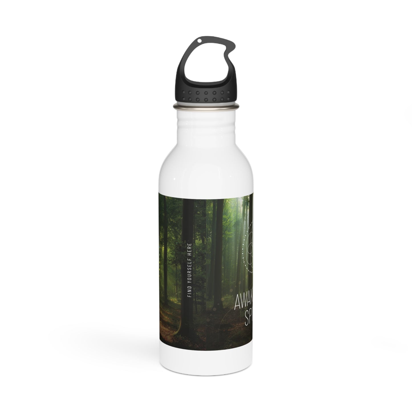 Awakened Spirit Stainless Steel Water Bottle — Forest Meditation Design