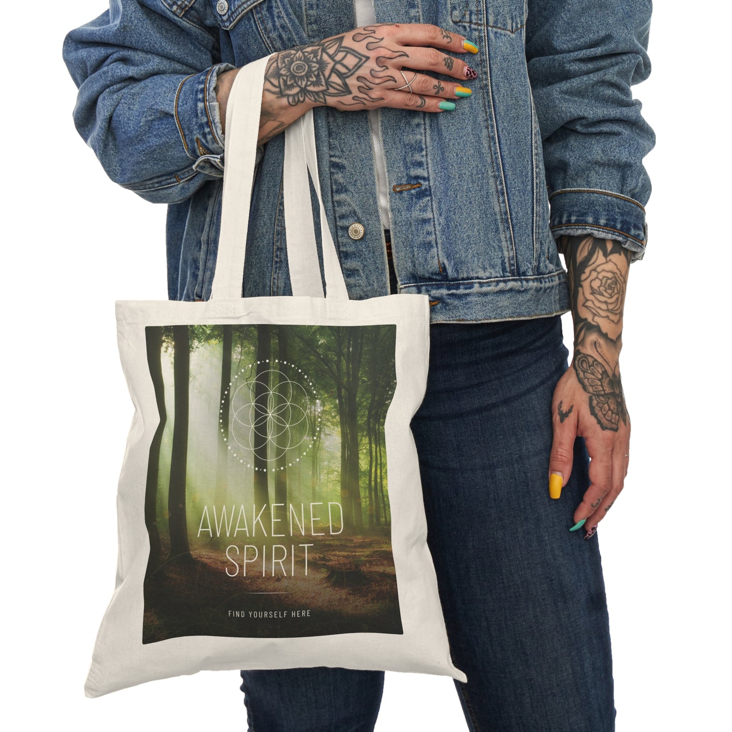 Awakened Spirit Canvas Tote — 'We're All Just Walking Each Other Home' Spiritual Forest Bag